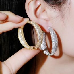 Huggie luxury big hoop earring designer for woman south american blue red zirconia diamond 18k gold silver earrings bride wedding engagem