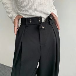 Black Suit Pants Men Fashion Social Mens Dress Pants Korean Loose Oversized Wide Leg Pants Mens Formal Trousers M-2XL 240113