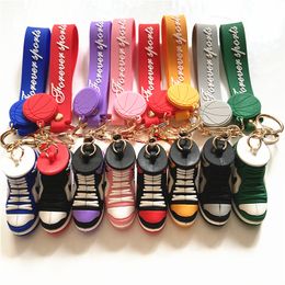 Sneaker Basketball Shoes Keychains Straps Bag Pendants Accessories 3d Stereo Sports Shoes PVC Key Chain Pendant Car Bag Gift 9 Colors