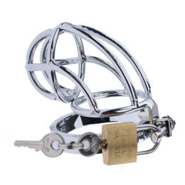 Stainless Steel Metal Cock Cage with Penis Bondage Sleeve Barbed Ring Male Chastity Device locks Adult Belt with Lock Sex Toys