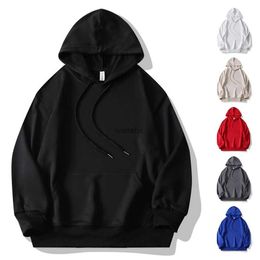 Men's Jackets Men Blank Black Hoodie High Quality Casual Hooded Sweatshirt Unisex Drop Shoulder Pull Over Hoodie For Men Sudaderas Con CapuchaL240115