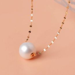 Necklaces Nymph Pure Yellow Gold Necklace Pendant Pearl Jewellery Au750 Natural Freshwter 811mm Fine Women Party Gift