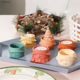 Craft Tools Snowman Tealight Candle Holders Silicone Mould for Cement DIY Christmas Candlestick Holder Making Supplies Christmas Ornaments YQ240115