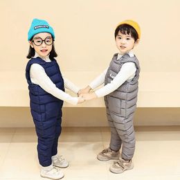 Winter Children Warm Overalls Autumn Girls Boys Thick Pants Baby Girl Jumpsuit For 1-5 years High Quality Kids Ski Down Overalls 240115