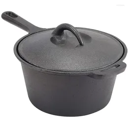 Pans Cast Iron Saucepan Non-Stick Pan With Lid Deep Suitable For Induction Electric And Gas Hobs