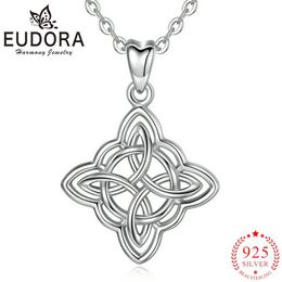 Necklaces Eudora 925 Sterling Silver Women girl Pendant Necklace Irish Infinite Love Necklace Sliver Fine Jewellery For Women Best Gift D200