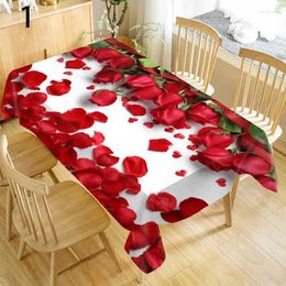 Table Cloth Rose Flower Printed Rectangular Tablecloth Wedding Party Decoration Coffee Dining Kitchen Dustproof Cover