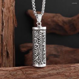 Pendant Necklaces Silver-Plated Buddhist Scripture Six-Character Mantra Gawu Box Can Open The Sachet Necklace Women's Lucky Jewellery