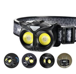 Owl Cob Headlamp Type-c Rechargeable Headlight Portable Rotating Hunting Lights Usb Magnet Led Head Flashlight Fishing Head Lamp