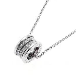 Whole-B Zero1 s925 Sterling Silver Full Crystal Three Layer Round Cylinder Pendant Necklace For Women Jewelry293m