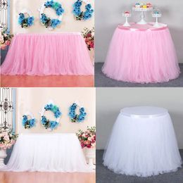 Pink Table Skirts Birthday Tulle Table Skirting Wedding Party Tutu TableSkirt Baby Shower Gender Reveal Unicorn Party Home Decor 240113