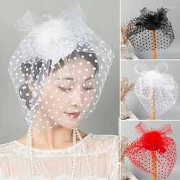 Berets Retro Fascinators Hat Women Flower Mesh Feathers Fedoras Headband Hair Clip Stage Performance Party Headwewar