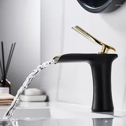 Bathroom Sink Faucets Contemporary Design Basin Faucet With Cold And Water Handles Waterfall Spout Washbasin Wash Hand Metal Tap