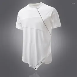 Men's T Shirts Personalized Zipper Design Loose Round Neck Short Sleeve T-Shirt Hipster Streetwear Casual Top Tee Shirt Clothing Man