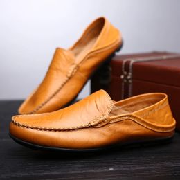 Men Loafers Leather Shoes Men Casual Shoes Moccasins Breathable Sneakers Men Driving Shoes Comfort Flats Plus Size 45 240113