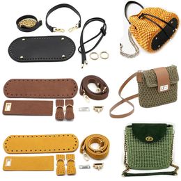 1Set Handmade Handbag Bag Set Leather Bottoms With Hardware Package Accessories HandBag Shloulder Straps DIY Women Backpack 240115