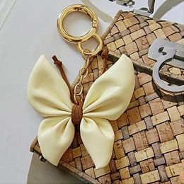 Keychains Cute Bow Keychain For Women Girls PU Leather Car Key Holder Rings Bag Pendants Butterfly Keyrings Charms Jewellery Gift