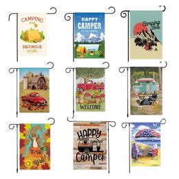 Camping Garden flag courtyard summer spring camp happy campers Flags welcome beach yard Banner linen material P222