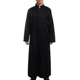 Roman Priest Cassock Costume Catholic Church Clergy Black Robe Gown Clergyman Vestments Single Breasted Button Adult Men Cosplay282Z