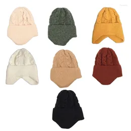 Berets Men Knit Pullover Hat Ear Flap Thick Beanie Windproof Sport Activity