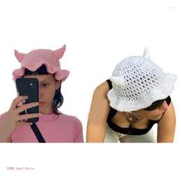 Berets Girls Knit Beanie Hat Easter Po Prop Cute Horn Costume Y2K-style