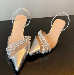 Sandals Gorgeous Luxury Shiny Rhinestone High Heel With Genuine Leather Customised Pointed Thin Women's For Party