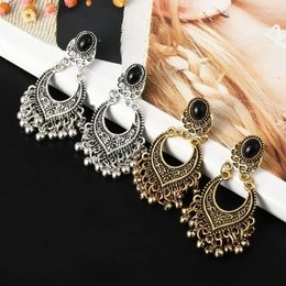 Dangle Earrings Fashion Fringe Ancient Vintage Boho Beads Womens Black Rhinestone Jewellery Gifts