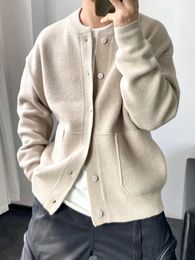 Spring Light Luxury Fashion Cardigan Men Knitted Sweater Round Neck Jacket Loose Coat Boutique DressSimpleStyle 240115