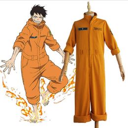 Anime Shinra Kusakabe Cosplay Costume Jackets Rompers Fire Force Enen no Shouboutai Fire Brigade Asa Boiru Uniform Men Women248Q