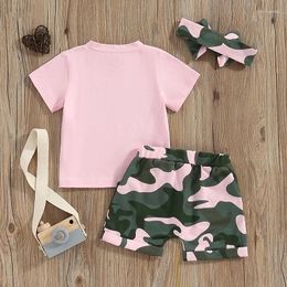 Clothing Sets Yoawdats Toddler Baby Girls Camouflage Outfit Letter Print Short Sleeve T Shirts Tops And Shorts Set Summer Clothes