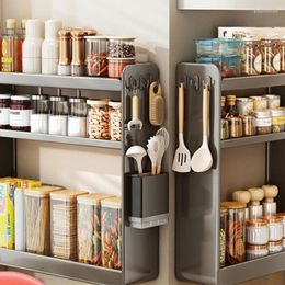 Kitchen Storage DIY Non-drilling Condiment Shelf Stylish Organiser Elevated Wall-mounted Box Multi-functional Seasoning Jar Rack