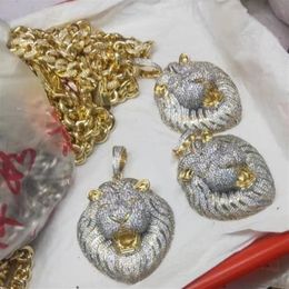 Mens Jewellery Hip Hop Iced Out Pendant Luxury Designer Necklace Bling Diamond Cuban Link Chain Big Pendants Lion Animal Rapper Acce295v