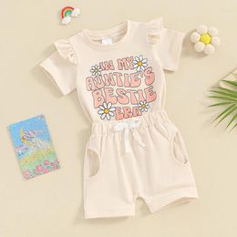 Clothing Sets Born Toddler Baby Girl Clothes In My Aunties Ie Era Short Sleeve T-Shirt Tops Shorts Pants Set Summer Outfits