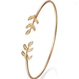 Bangle Fashon Korean Bracelet Jewellery Vintage Geometric Leaves Bangles Gun Black Cuff Bracelets Round Thin Metal For Women