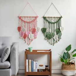 Macrame DIY Feather Leaves Tapestry Material Bag Full Set of Accessories Creative Room Wall Hanging Bohemian Decoration 240115