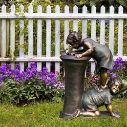 Decorate Boys And Girls Sculpture Garden Ornaments Resin Crafts Gardening Decorations Holiday Gifts 240113