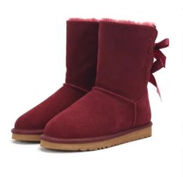 Fashionable men's and women's ribbon bow shoes, mini snow boots, sheepskin plush warm boots, soft and comfortable waterproof boots, beautiful gifts