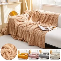 Soft Coral Fleece Sofa Blankets for Beds Solid Color Plush Bedspread Winter Warm Sofas Towel Living Room 240115