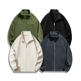 Men's Hoodies Autumn And Winter Casual Jacket Solid Simple Loose Size Standing Collar Cardigan Sweater