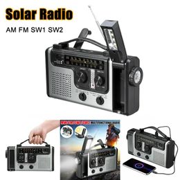 Radio Radio Solar Hand Cranked Radio Fm/am Multifunctional Emergency Led Flashlight Power Bank Outdoor Compass Camping Accessories