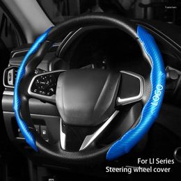 Steering Wheel Covers For LI L7 L8 L9 MEGA ONE Imports Suede Leather Carbon Fiber Texture Car Cover Trim Frame Auto Decora Accessories