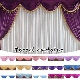 2M Wedding Background Curtain Swag Party Valance Drape Panel Wedding Backdrop Curtain Valance Stage Background Decor Drapery 240115