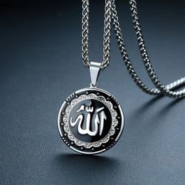 New Arrival Gold Silver Colour Stainless Steel Arabic Islamic God Pendant Necklace Muslim Women Charm Jewelry2751