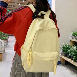 School Bags Small Fresh Solid Colour Waterproof Nylon Women Backpack Female High Quality Lightweight Travel Bag Teenage Girl Preppy Schoolbag