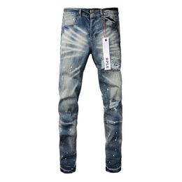 Purple brand jeans mens designer jeans Mens Jeans designer stacked long Pants Ripped High Street Brand Patch Hole Denim Fashion Streetwear Z6