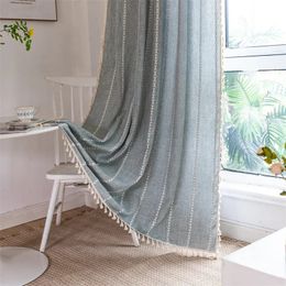 Finished curtain for living room small window kitchen curtain with tassel cotton linen semi-blind curtain rideaux pour le salon 240115