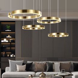 Modern C Ring Led Pendant Lamp Dimmable for Dining Living Room Centre Table Bedroom Chandelier Home Decor Luxury Lusters Fixture