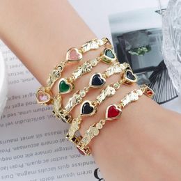 Link Bracelets 7 Color St. Jude Bracelet Copper Inlaid Crystal Heart Fashion Religious Jewelry For Women Daily Wear