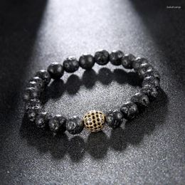 Charm Bracelets 2024 Fashion Lava Men's Famous High Quality Black Bracelet Volcanic Rock Stone Beads For Men