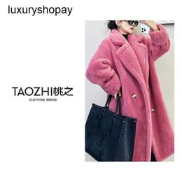Designer Maxmaras Teddy Bear Coat Womens Cashmere Coats Wool Winter 95cm Rolled Up Alpaca Wool Max Cocoon Style Versatile Lazy 2302